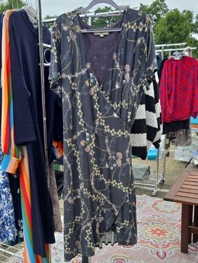 Women's Charcoal Gray Floral Wrap Dress